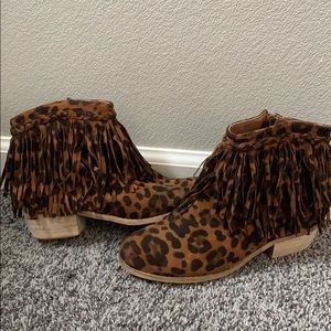 Cheetah fringe booties